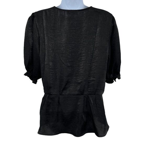 Buckle Sandy & Sid Surplice Wrap Blouse Top Black Medium - Picture 2 of 7